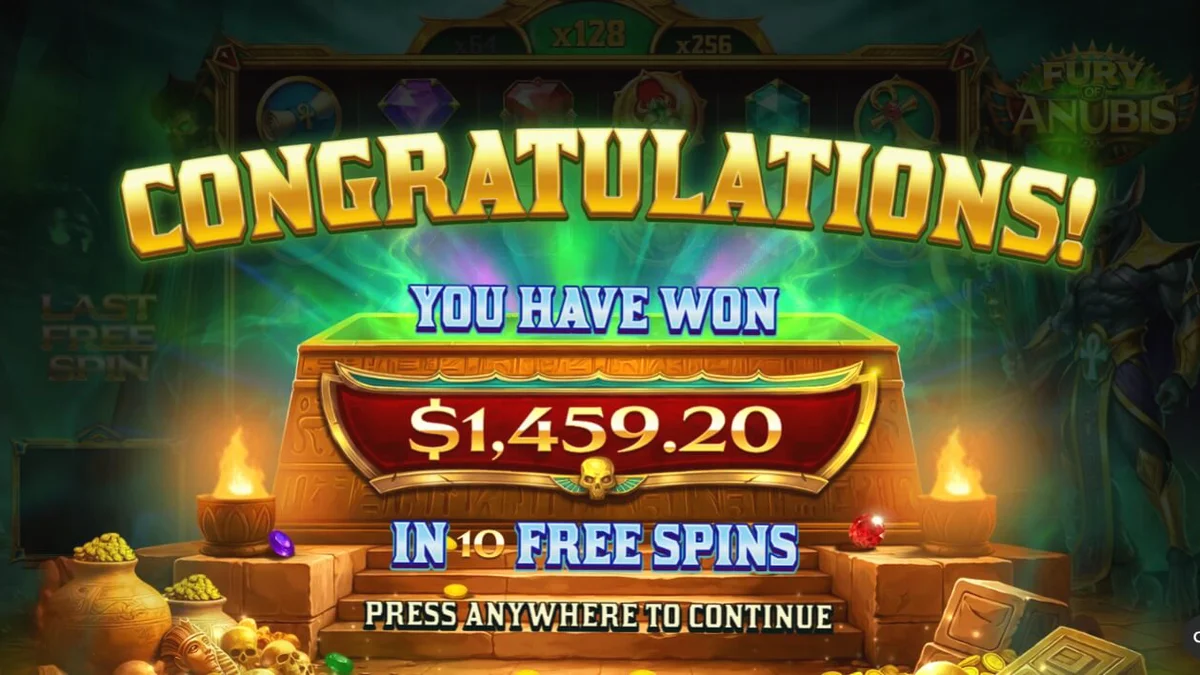Fury of Anubis slot game interface featuring Egyptian mythology theme